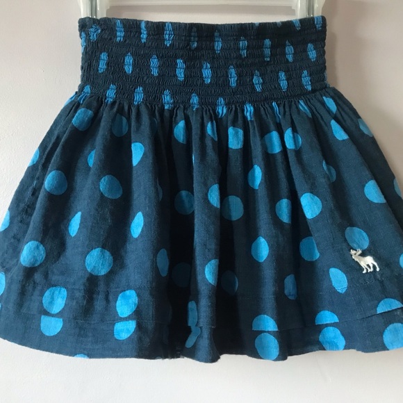 Abercrombie Kids Dark & Light Blue Polka Dot Layered Lined Girls Skirt - Picture 5 of 7